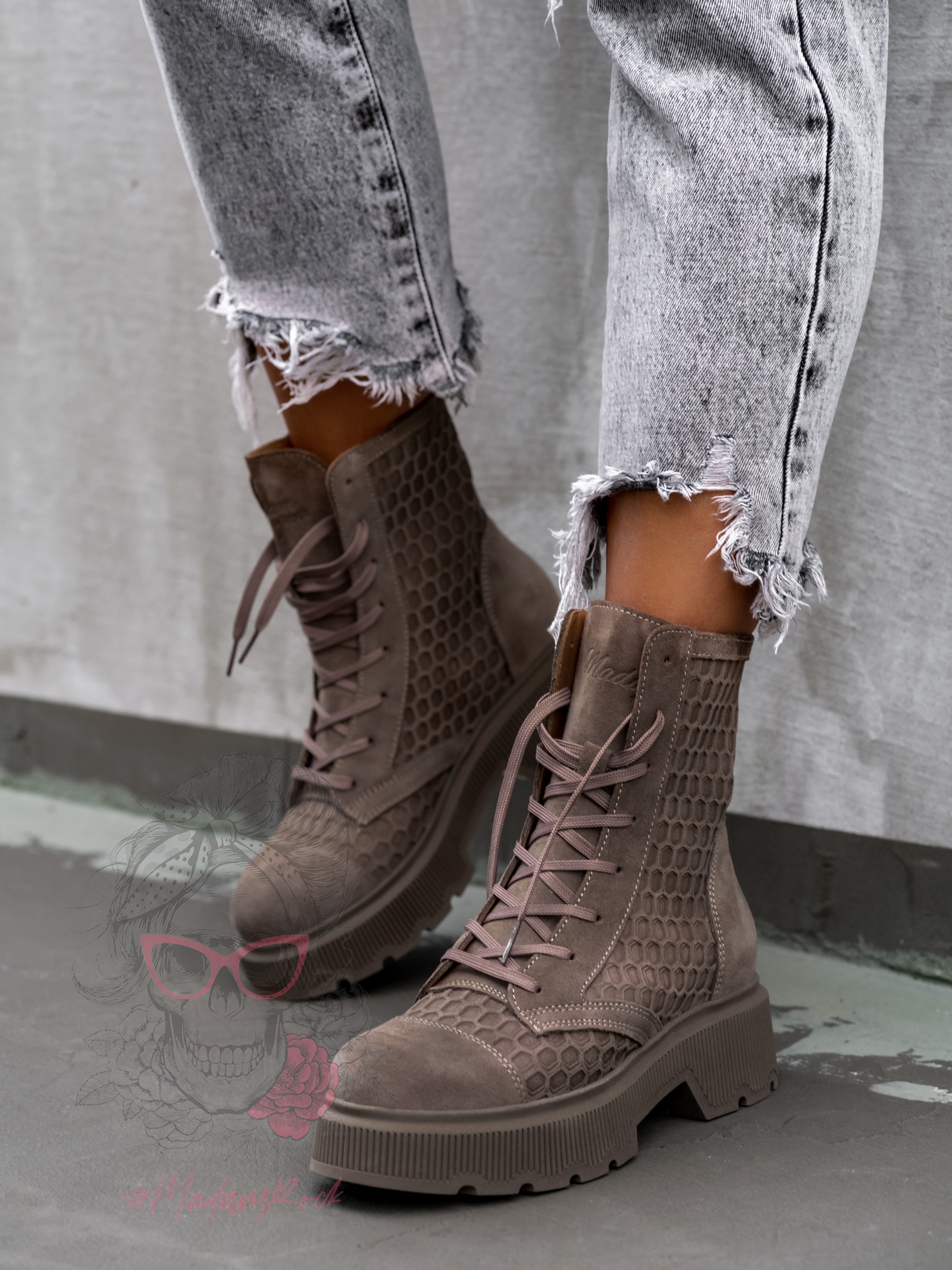 Workery skórzane Madam Comb ziemiste