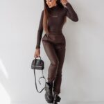 Spodnie skórzane Leather Lines Ola Voga brązowe