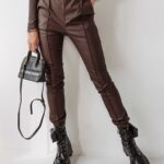 Spodnie skórzane Leather Lines Ola Voga brązowe