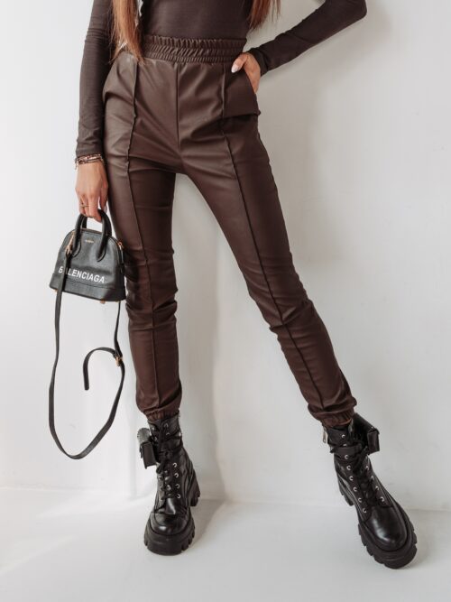 Spodnie skórzane Leather Lines Ola Voga brązowe