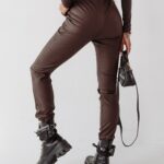 Spodnie skórzane Leather Lines Ola Voga brązowe