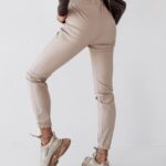 Spodnie skórzane Leather Lines Ola Voga beżowe