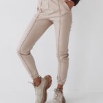 Spodnie skórzane Leather Lines Ola Voga beżowe