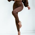 Legginsy prążkowane Elastic Rib Ola Voga brązowe