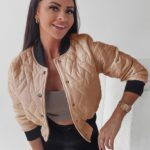 Kurtka bomberka pikowana Fancy Warm Ola Voga karmelowa