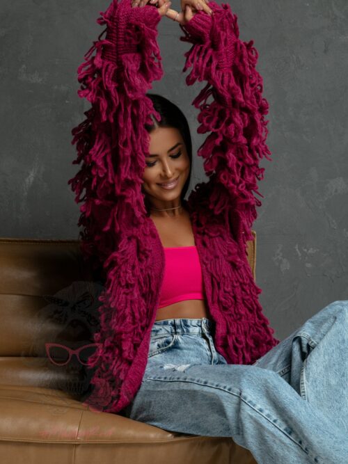 Sweter z frędzlami Marshi amarant