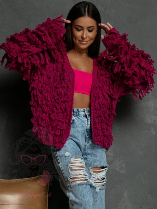 Sweter z frędzlami Marshi amarant