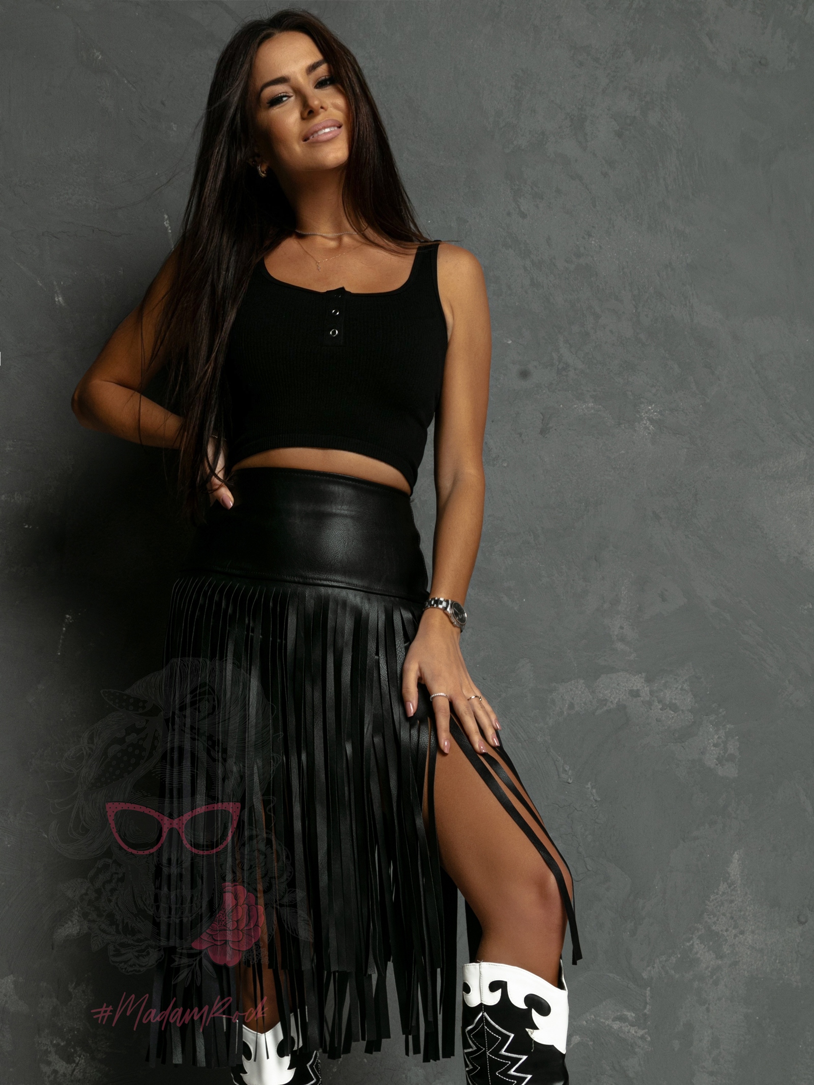 Top prążkowany Imati czarny