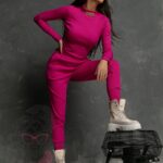 Komplet prążkowany Laki Sort II amarant