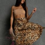 Spódnica satynowa Melodia w panterkę złota