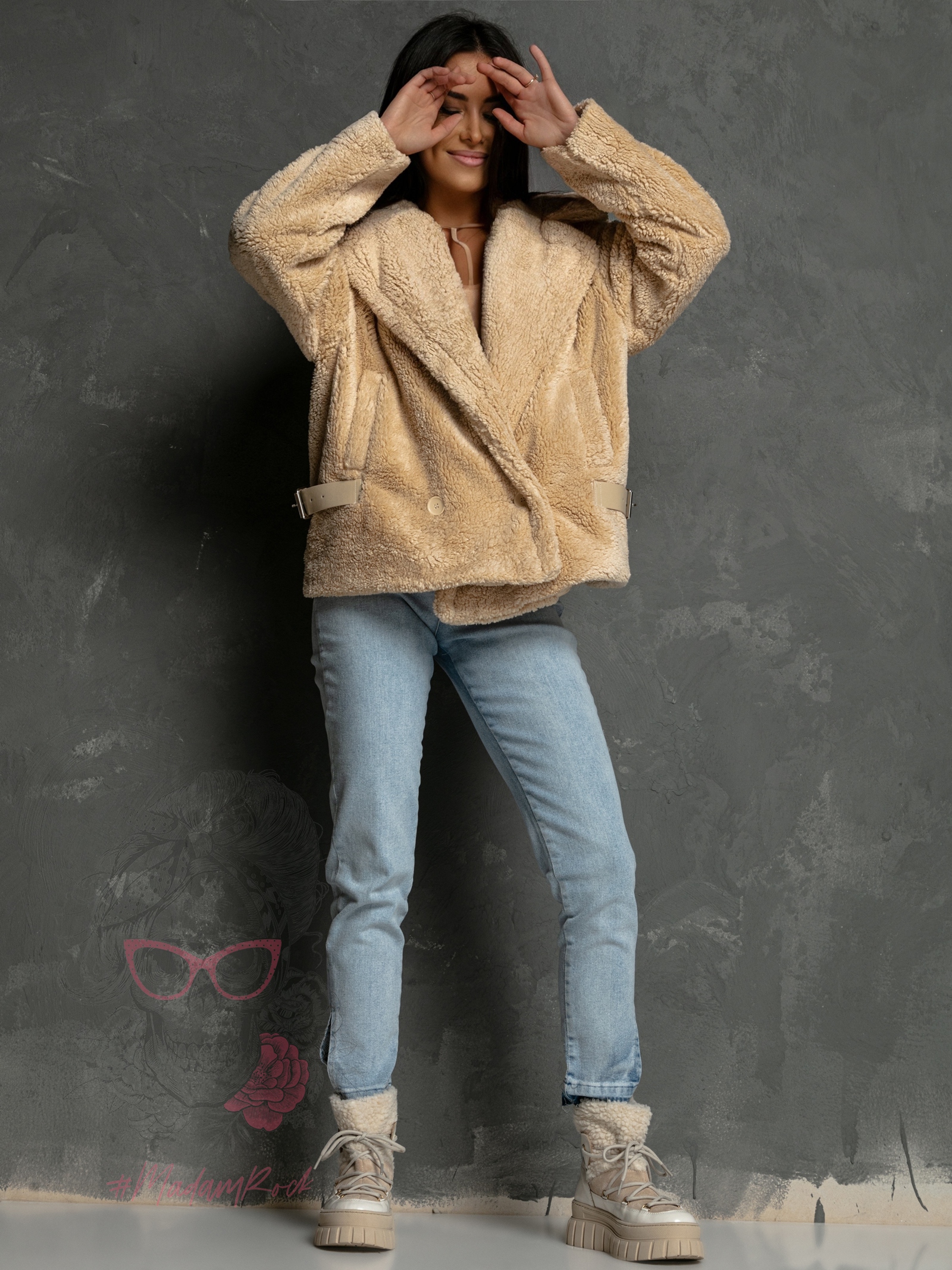 Kurtka kożuszek Madam Serios beżowy