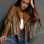 Kurtka z frędzlami Yogi skórzana karmelowa