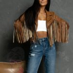 Kurtka z frędzlami Yogi skórzana karmelowa