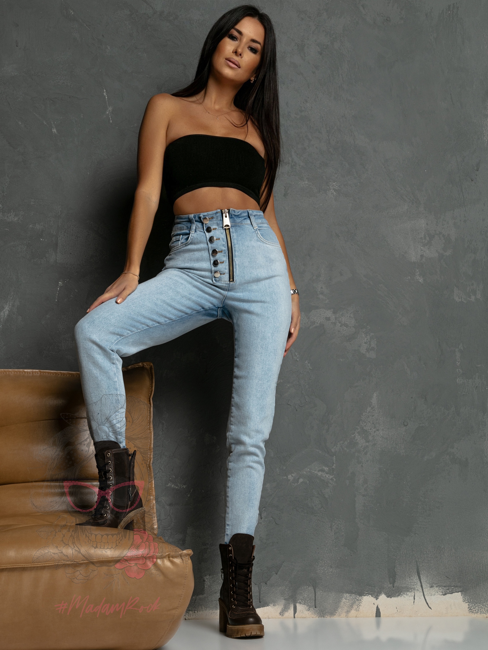 -WYPRZEDANE-Spodnie jeansowe Pulsanti niebieskie