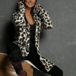 Kardigan moherowy Oszeli I panterka beż