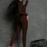 WYPRZEDANE-Kombinezon prążkowany Perfecti brązowy