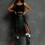 Spódnica z frędzlami Afiko czarna