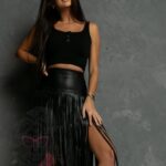 Spódnica z frędzlami Afiko czarna