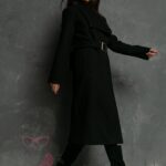 Płaszcz flauszowy Premium Fall czarny