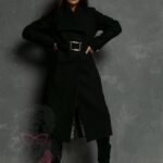 Płaszcz flauszowy Premium Fall czarny