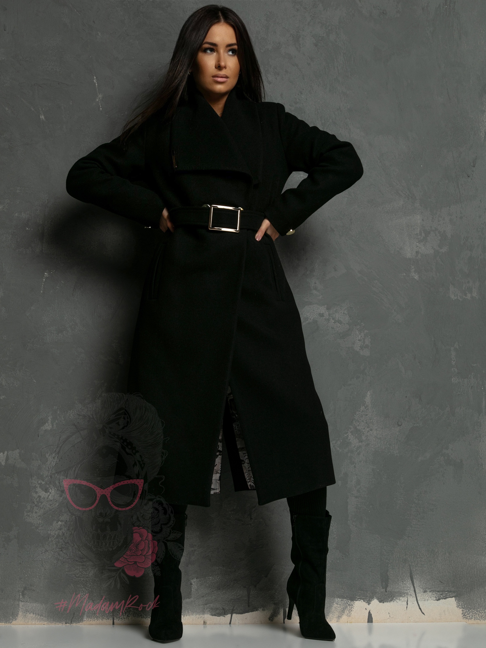 Płaszcz flauszowy Premium Fall czarny