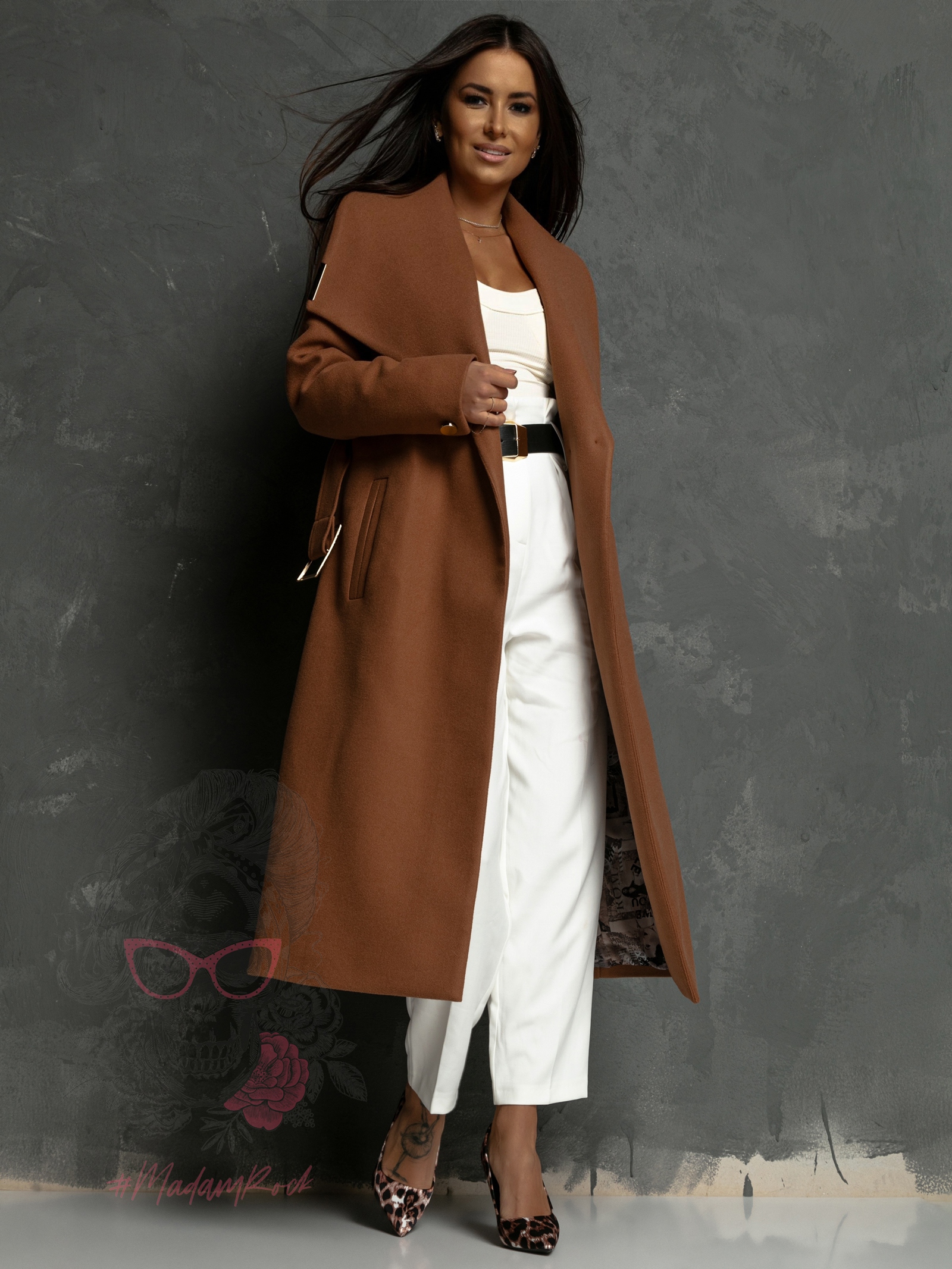 Płaszcz flauszowy Premium Fall karmelowy