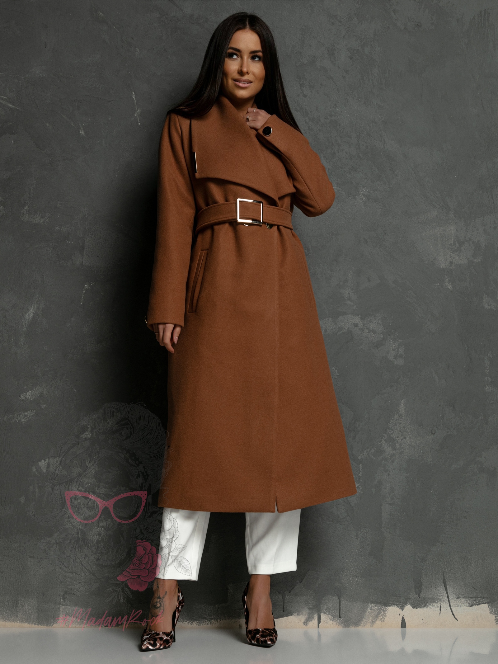 Płaszcz flauszowy Premium Fall karmelowy