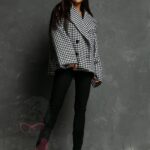 Kurtka kimono Balnce biało-czarna