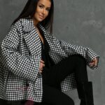 Kurtka kimono Balnce biało-czarna