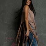 Kamizelka z frędzlami Hilps beżowa