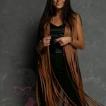 Kamizelka z frędzlami Hilps karmelowa