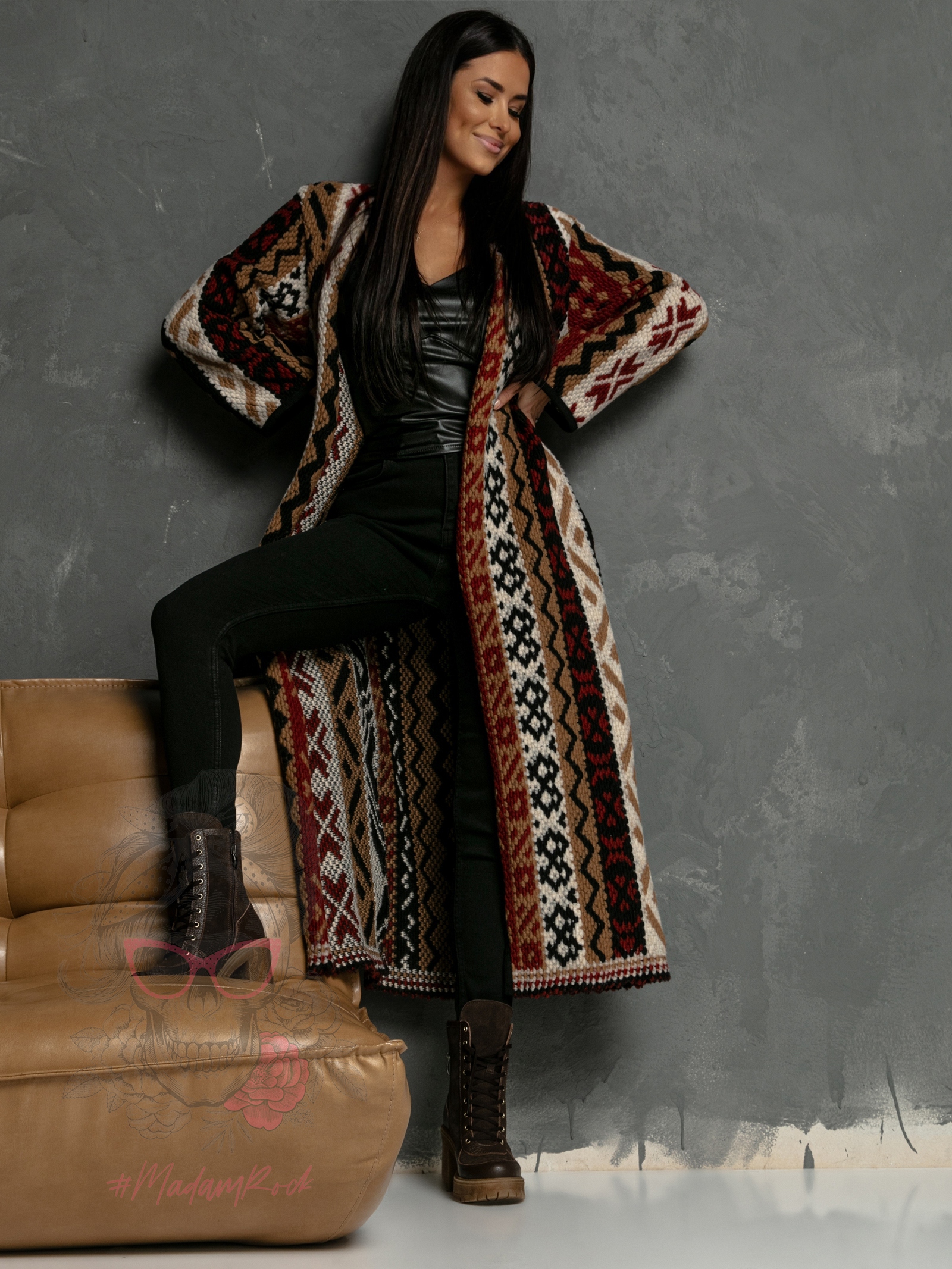 Sweter wełniany Sherwo brązowy Sweter wełniany Sherwo brązowy