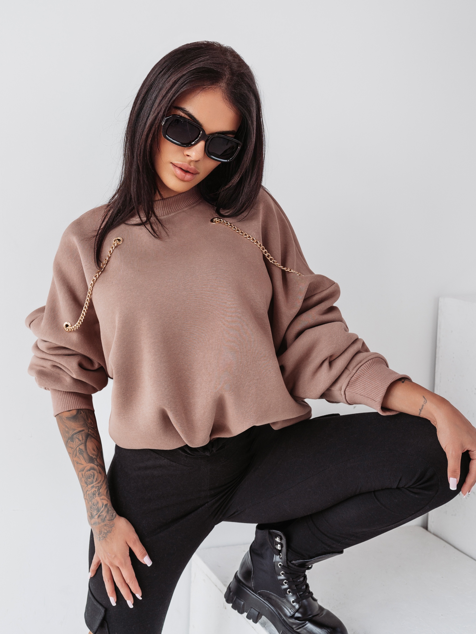 Bluza z łańcuszkami Ola Voga Two Chains c.beżowa