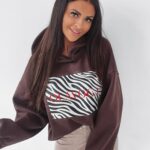Bluza z kapturem Zebra Print Ola Voga brązowa