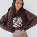 Bluza z kapturem Zebra Print Ola Voga brązowa