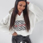 Bluza z kapturem Zebra Print Ola Voga ecru