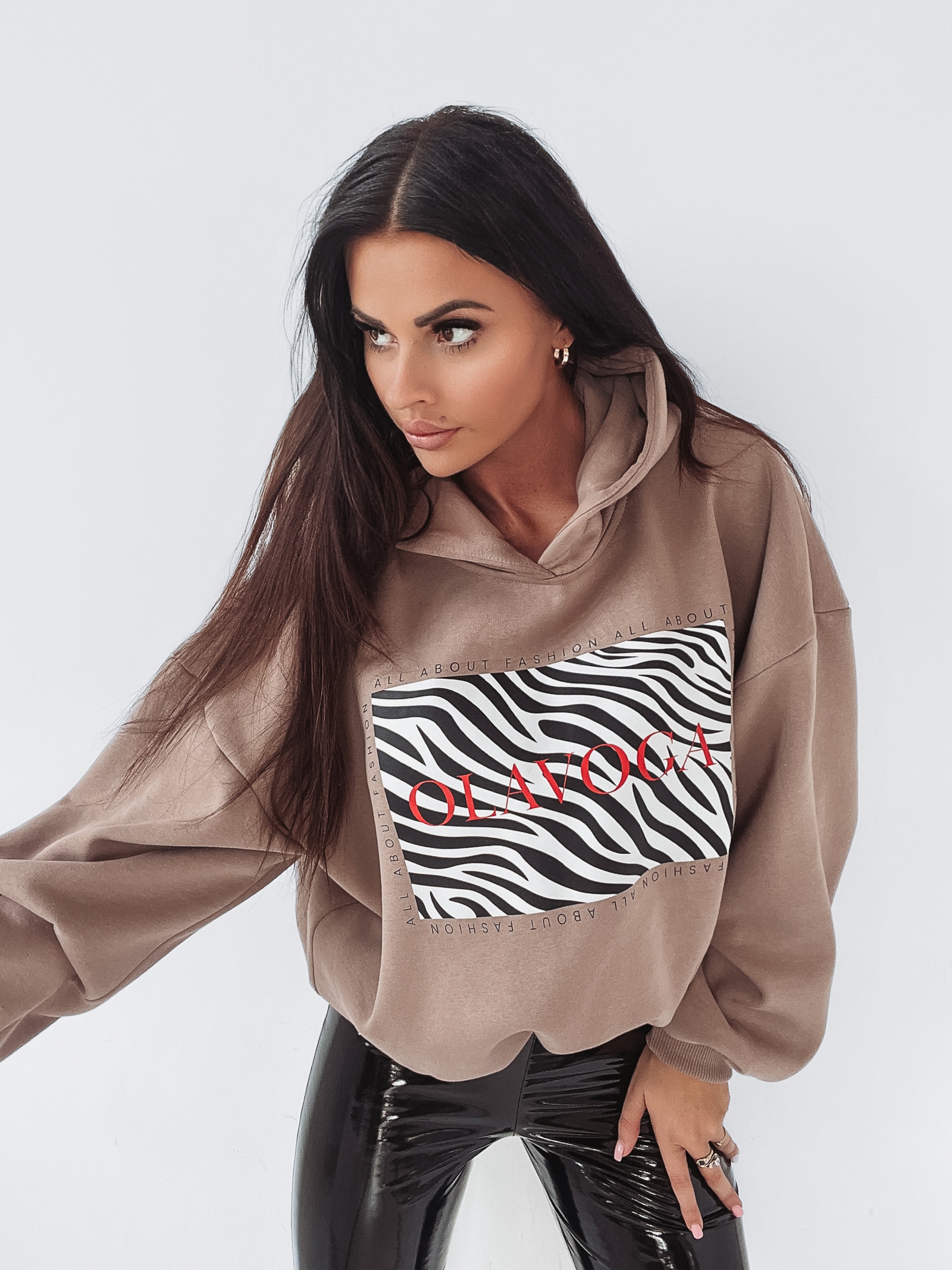 Bluza z kapturem Zebra Print Ola Voga c.beżowa Bluza z kapturem Zebra Print Ola Voga c.beżowa