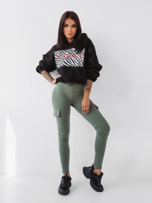 - WYPRZEDANE - Spodnie z wysokim stanem Ola Voga Comfort Sport khaki