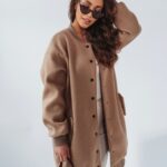 Płaszcz flauszowy Ola Voga Black Accent c.beżowa