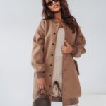 Płaszcz flauszowy Ola Voga Black Accent c.beżowa