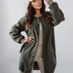 Płaszcz flauszowy Ola Voga Black Accent khaki