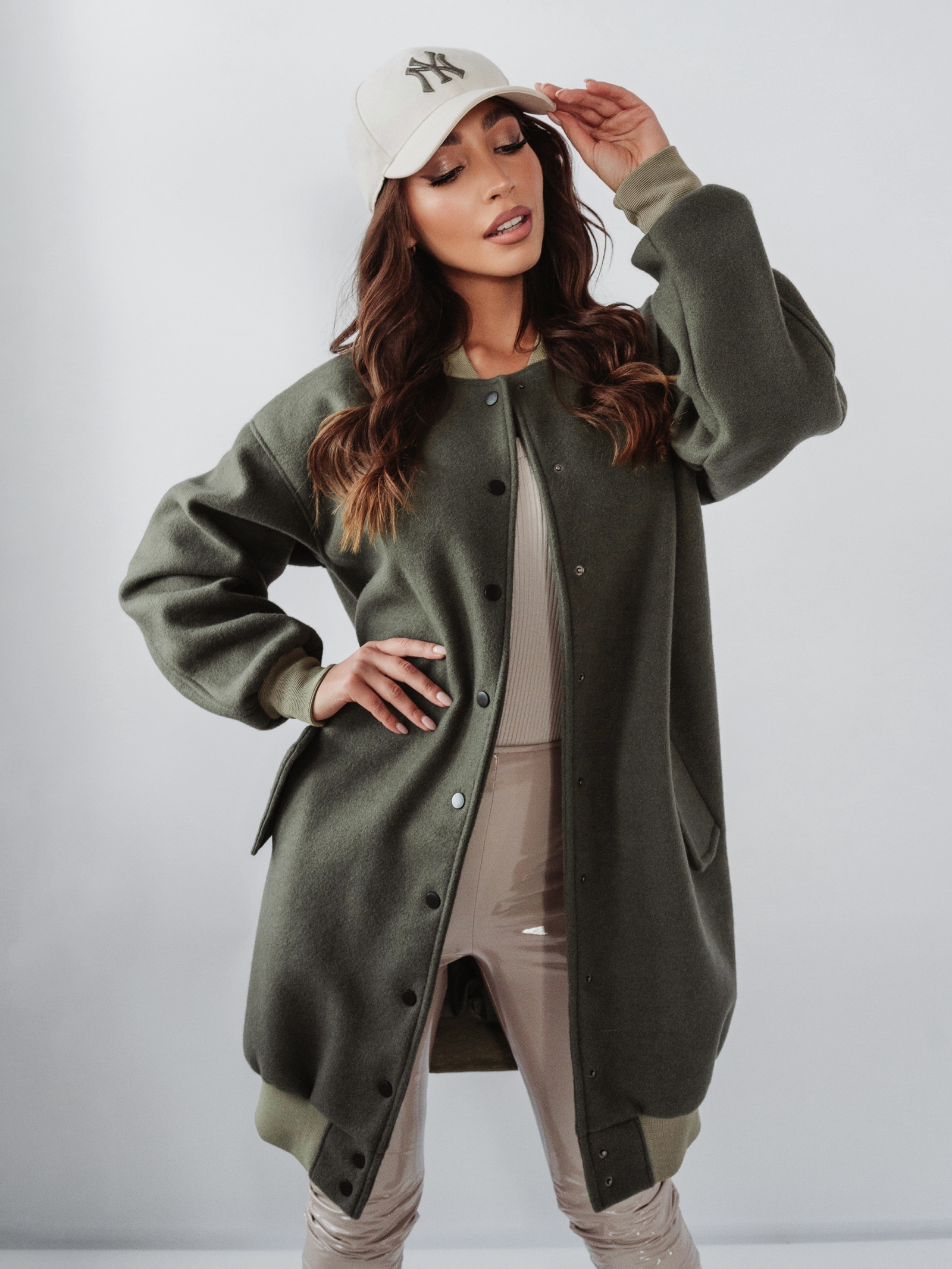 Płaszcz flauszowy Ola Voga Black Accent khaki