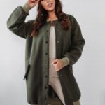 Płaszcz flauszowy Ola Voga Black Accent khaki