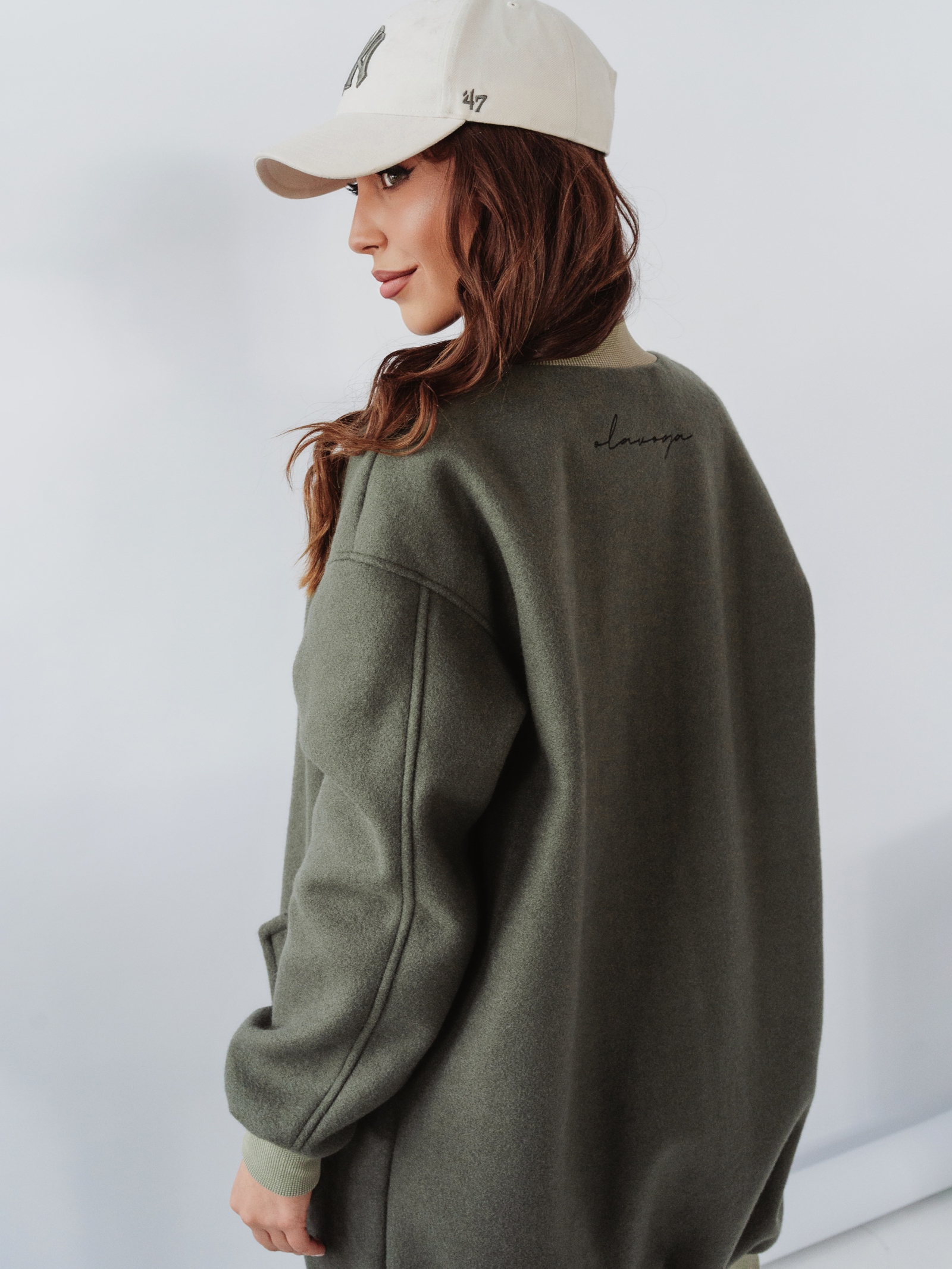 Płaszcz flauszowy Ola Voga Black Accent khaki