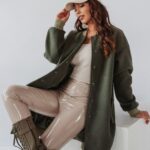 Płaszcz flauszowy Ola Voga Black Accent khaki