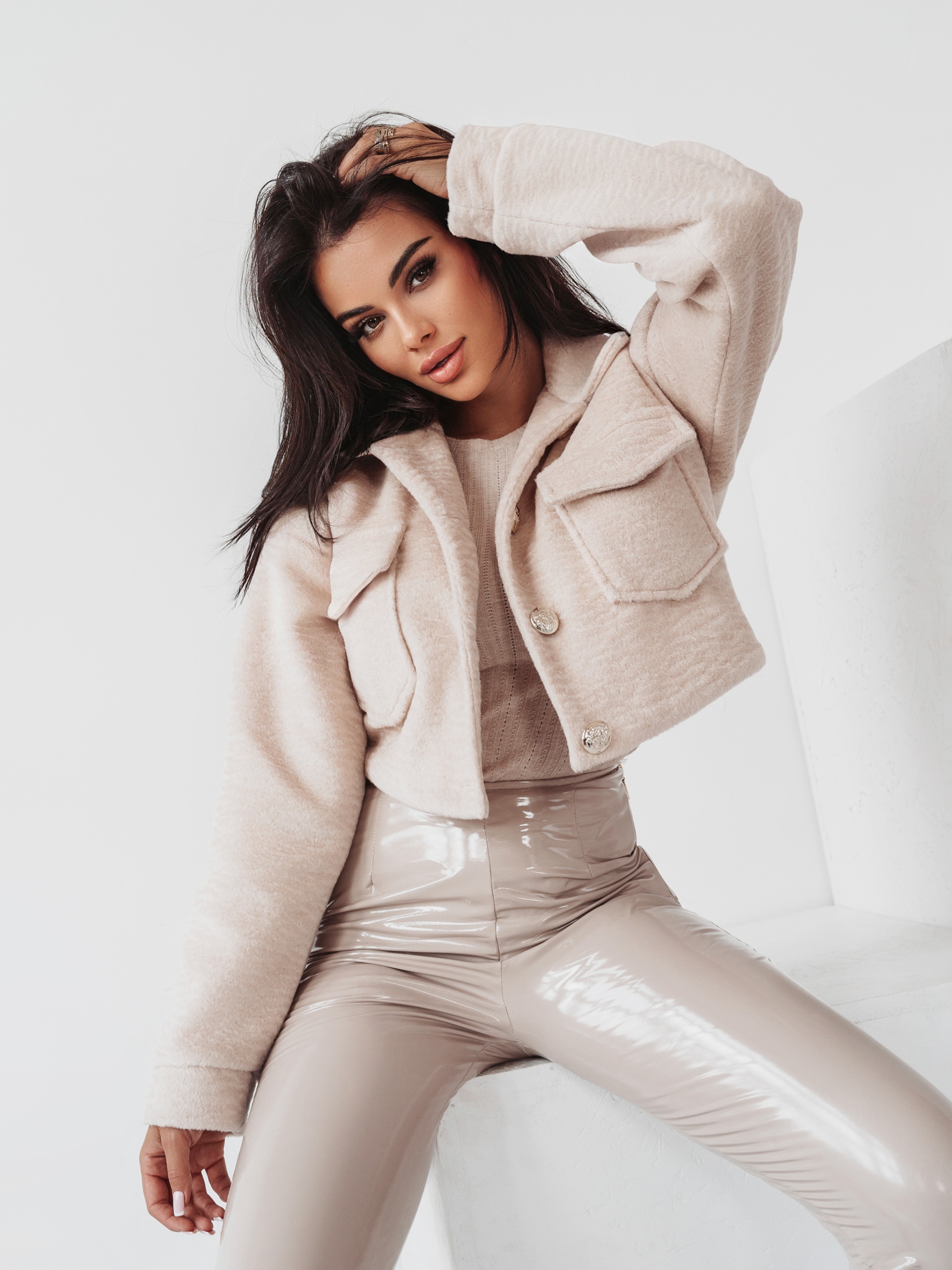 Kurtka ramoneska Gold Pin Ola Voga ecru