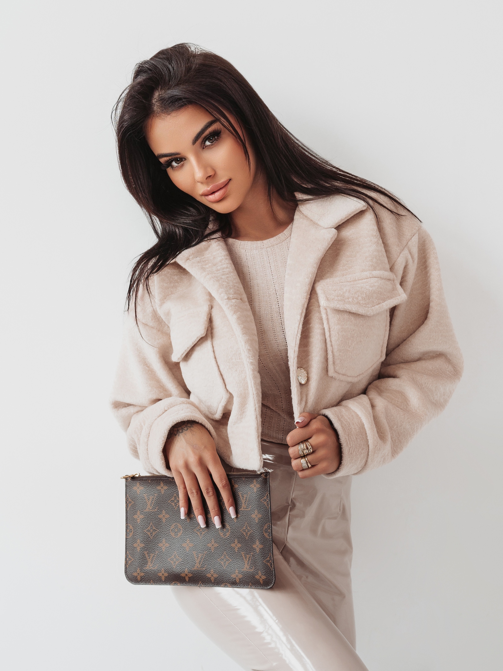 Kurtka ramoneska Gold Pin Ola Voga ecru