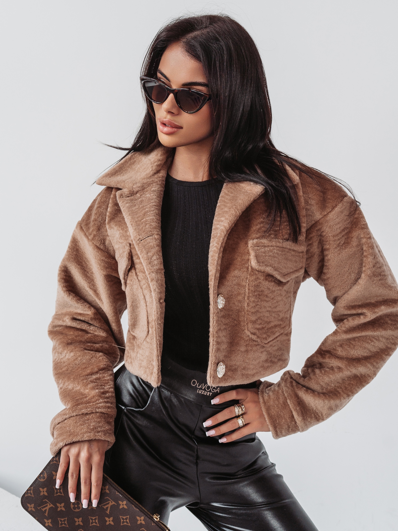 Kurtka ramoneska Gold Pin Ola Voga beżowa