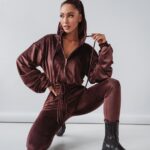 Komplet welurowy Coffee Colors Ola Voga brązowy