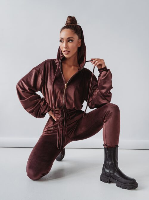 Komplet welurowy Coffee Colors Ola Voga brązowy